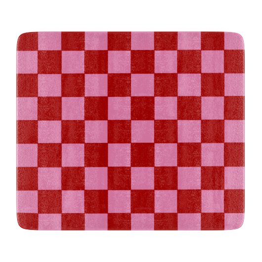 Geruit rood en heet roze snijplank (Voorkant)