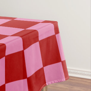 Geruit rood en heet roze tafelkleed