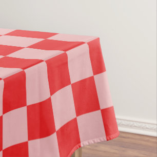 geruit rood en roze tafelkleed