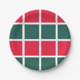 Geruit rood groen geruit feest papieren bordje