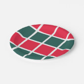 Geruit rood groen geruit feest papieren bordje (Gekanteld)