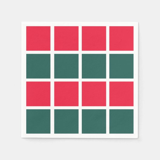 Geruit rood groen geruit feest servet (Voorkant)