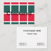 Geruit rood groen geruit visitekaartje (Voorkant / Achterkant)