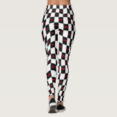 Geruit rood zwart en wit racecircuit retro leggings (Achterkant)