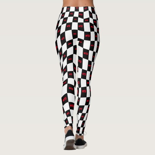 Geruit rood zwart en wit racecircuit retro leggings (Achterkant)