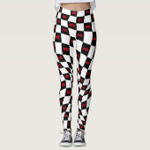 Geruit rood zwart en wit racecircuit retro leggings (Voorkant)