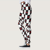 Geruit rood zwart en wit racecircuit retro leggings (Links)