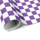 Geruit Royal Paarse en wit Cadeaupapier (Rol Hoek)