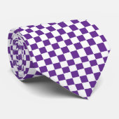 Geruit Royal Paarse en wit Stropdas (Opgerold)