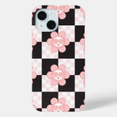 Geruit roze Daisy Case-Mate iPhone Case (Achterkant)
