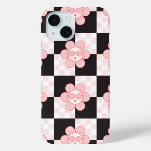 Geruit roze Daisy Case-Mate iPhone Case (Achterkant)