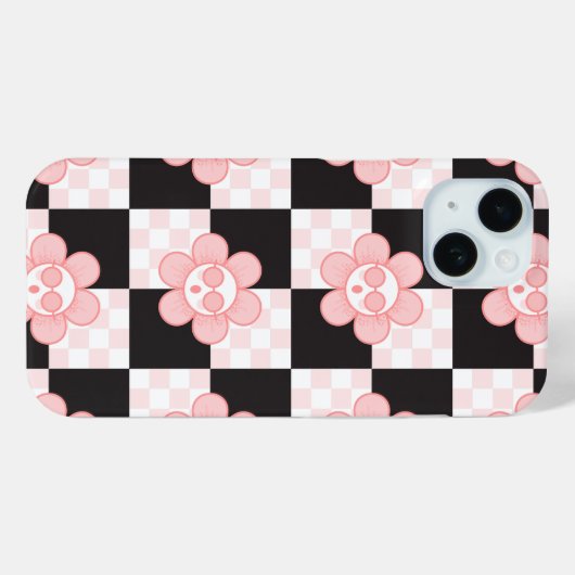Geruit roze Daisy Case-Mate iPhone Case (Achterkant (horizontaal))