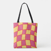 Geruit roze en geel tote bag (Achterkant)