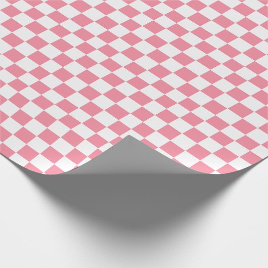 Geruit roze en wit inpakpapier (Hoek)