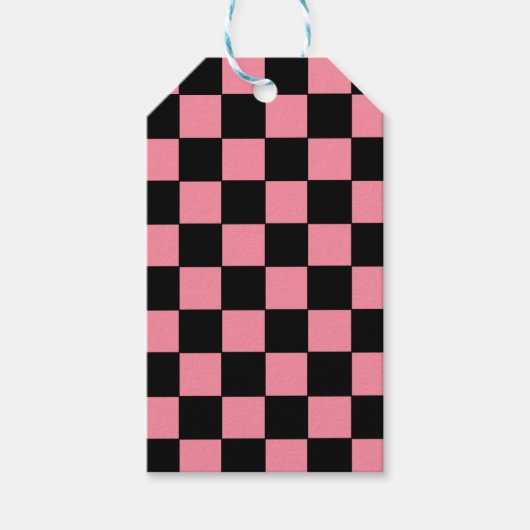 Geruit Roze en Zwart Cadeaulabel (Voorkant)