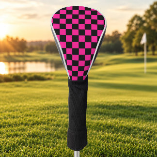 Geruit Roze en Zwart Golfheadcover