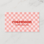 Geruit roze rood retro Visitekaartje (Voorkant)