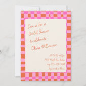 Geruit Roze Sinaasappel Script Fun Vrijgezellenfee Kaart (Voorkant)