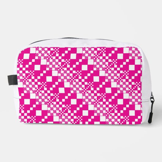 Geruit, Ruiten in Magenta en Wit Toilettasje (Voorkant)