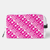 Geruit, Ruiten in Magenta en Wit Toilettasje (Achterkant)