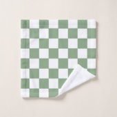 Geruit salie groen en wit bad handdoek (Wasdoekje)