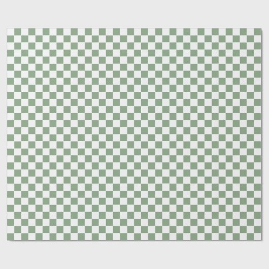 Geruit salie groen en wit cadeaupapier (Vlak)