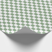 Geruit salie groen en wit cadeaupapier (Hoek)