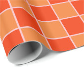 Geruit schaakbord Geruit Sinaasappel controleren Cadeaupapier (Rol Hoek)