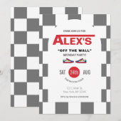 Geruit Schaats verjaardagsfeestje uitnodiging (Voorkant / Achterkant)