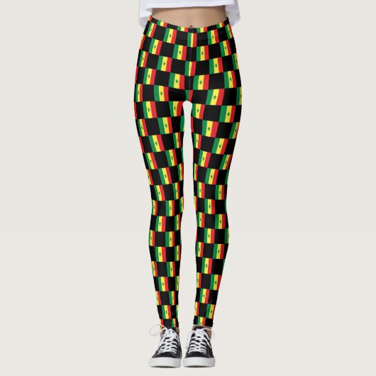 Geruit Senegalees vlagpatroon Leggings (Voorkant)
