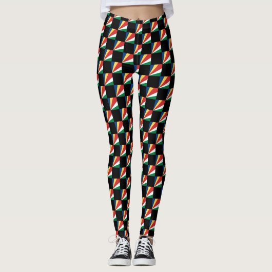 Geruit Seychellen vlagpatroon Leggings (Voorkant)