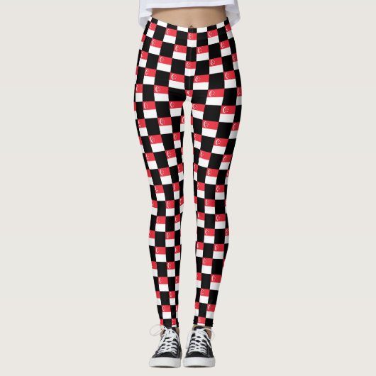 Geruit Singapore-vlagpatroon Leggings (Voorkant)