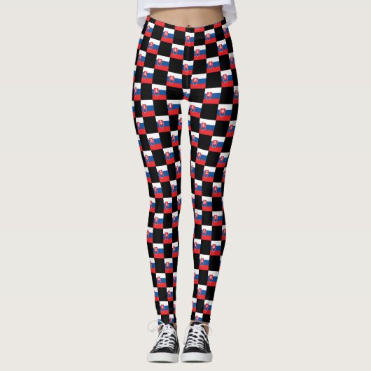 Geruit Slowakije Vlag patroon Leggings (Voorkant)