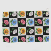 Geruit veelkleurig Zonnebloem Bloemontwerp Golfhanddoek (Horizontaal)