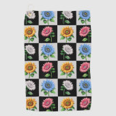 Geruit veelkleurig Zonnebloem Bloemontwerp Golfhanddoek (Voorkant)