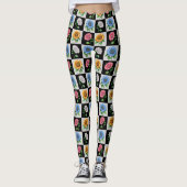 Geruit veelkleurig Zonnebloem Bloemontwerp Leggings (Voorkant)