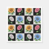 Geruit veelkleurig Zonnebloem Bloemontwerp Servet (Voorkant)