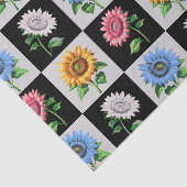 Geruit veelkleurig Zonnebloem Bloemontwerp Tissuepapier (Detail)