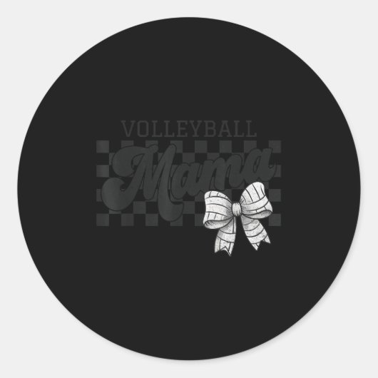 Geruit volleybal Mama Coquette Bow Volleybal Ronde Sticker (Voorkant)