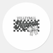 Geruit volleybal Mama Coquette Bow Volleybal Ronde Sticker (Voorkant)