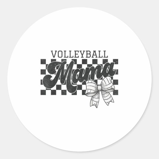 Geruit volleybal Mama Coquette Bow Volleybal Ronde Sticker (Voorkant)