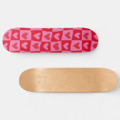 Geruit Warped Pink and Red Hearts Patroon Persoonlijk Skateboard (Horizontaal)