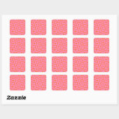 Geruit Warped Retro Pink en Sinaasappel Flowers Vierkante Sticker (Vel)