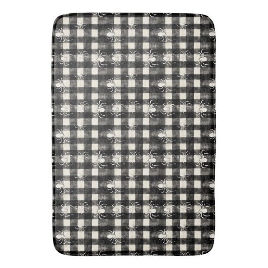 Geruit web – Spiders in sync op zwart-wit raster Badmat (Voorkant Verticaal)