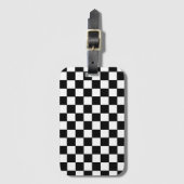 Geruit wit en zwart bagagelabel (Voorkant (verticaal))