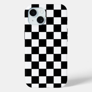 Geruit wit en zwart iPhone 15 case