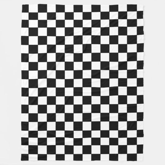 Geruit wit en zwart fleece deken (Voorkant)
