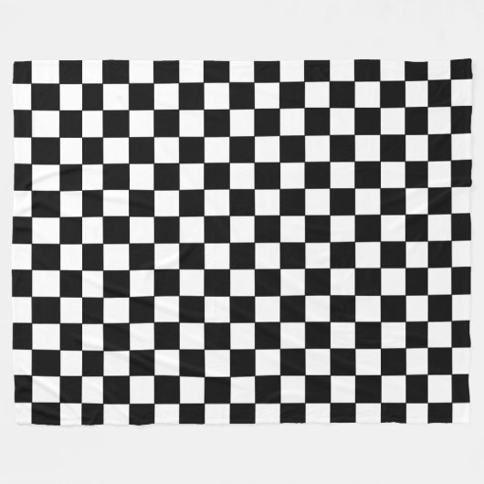 Geruit wit en zwart fleece deken (Voorkant (Horizontaal))