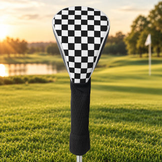 Geruit Wit en Zwart Golfheadcover