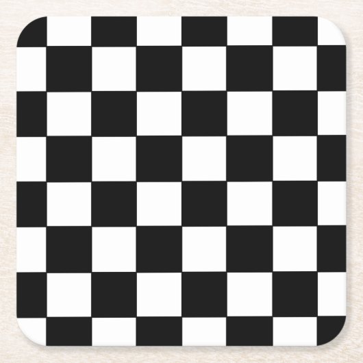 Geruit wit en zwart kartonnen onderzetters (Voorkant)